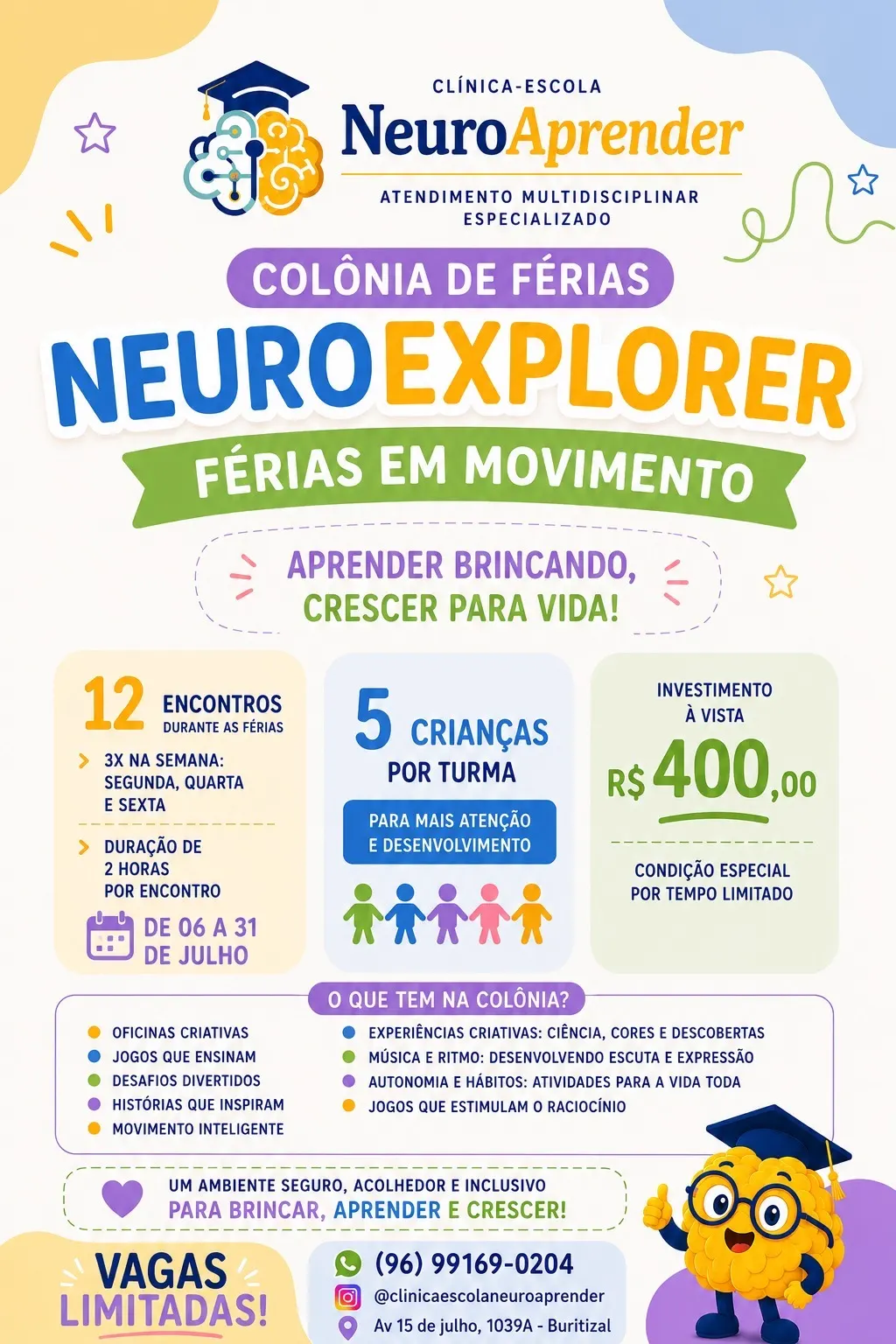 Material informativo da Clínica Escola NeuroAprender